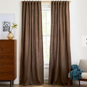 West Elm NWT European Flax Linen Curtain in Mocha